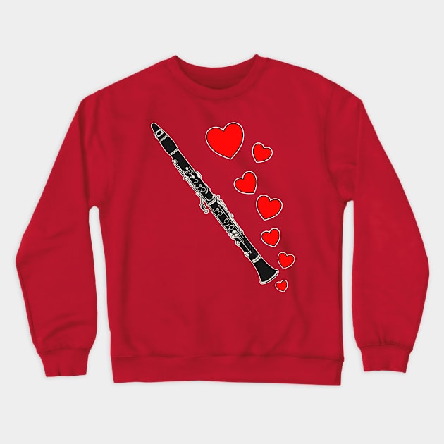 Valentines Day Clarinet Player Clarinetist Anniversary Wedding Musician Crewneck Sweatshirt by doodlerob